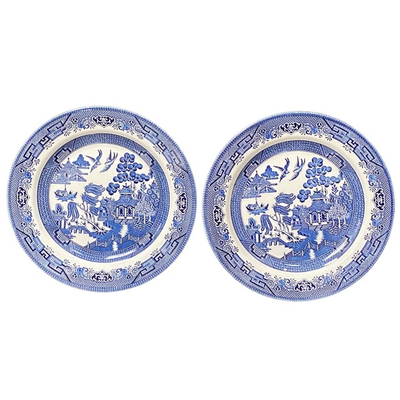 Churchill Dining Lot Of 2 Churchill Blue Willow Dinner Plate Staffordshire England Poshmark